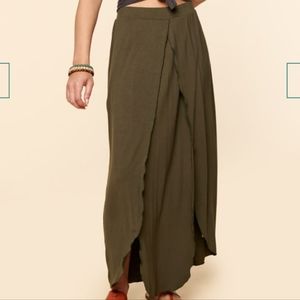 Earthbound Olive Maxi Slit Skirt